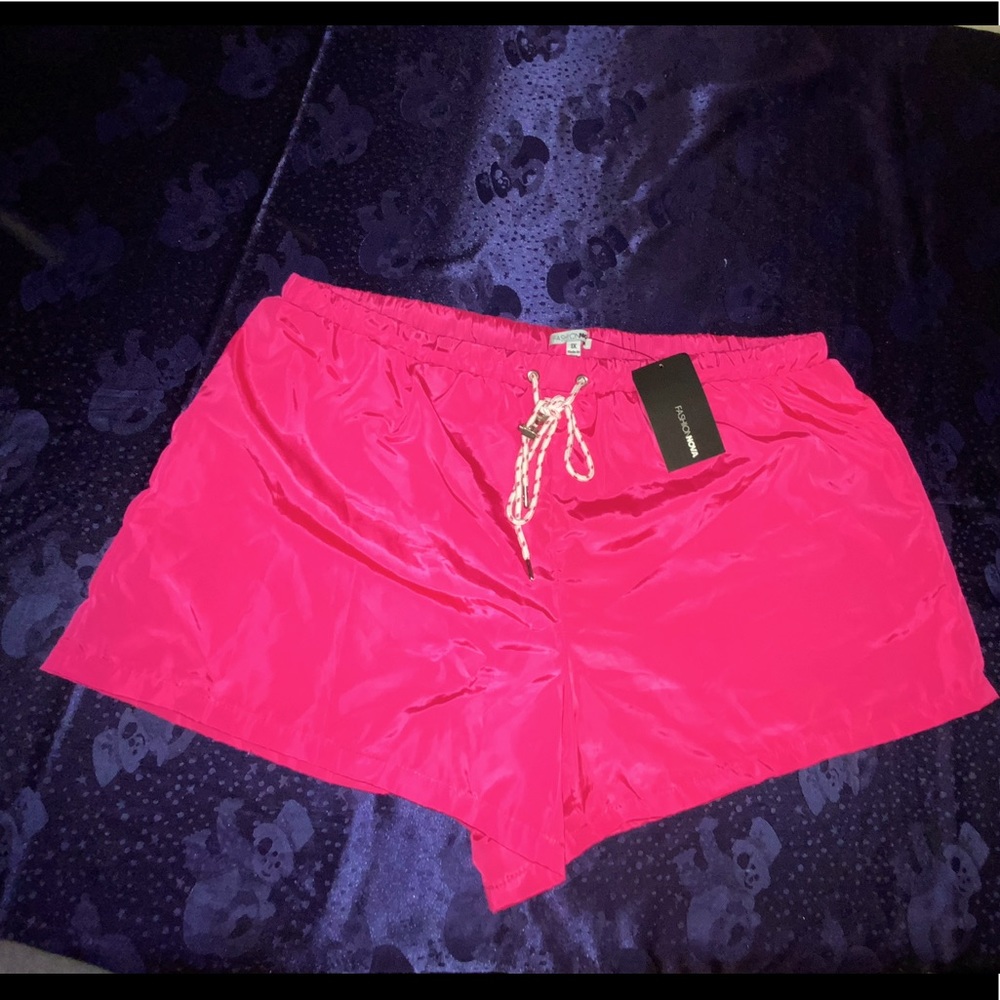 fashion nova neon pink drawstring shorts
